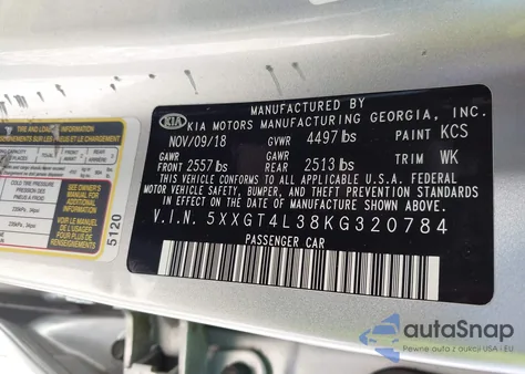 2019 Kia Optima Lx from USA, damaged, VIN 5XXGT4L38KG320784